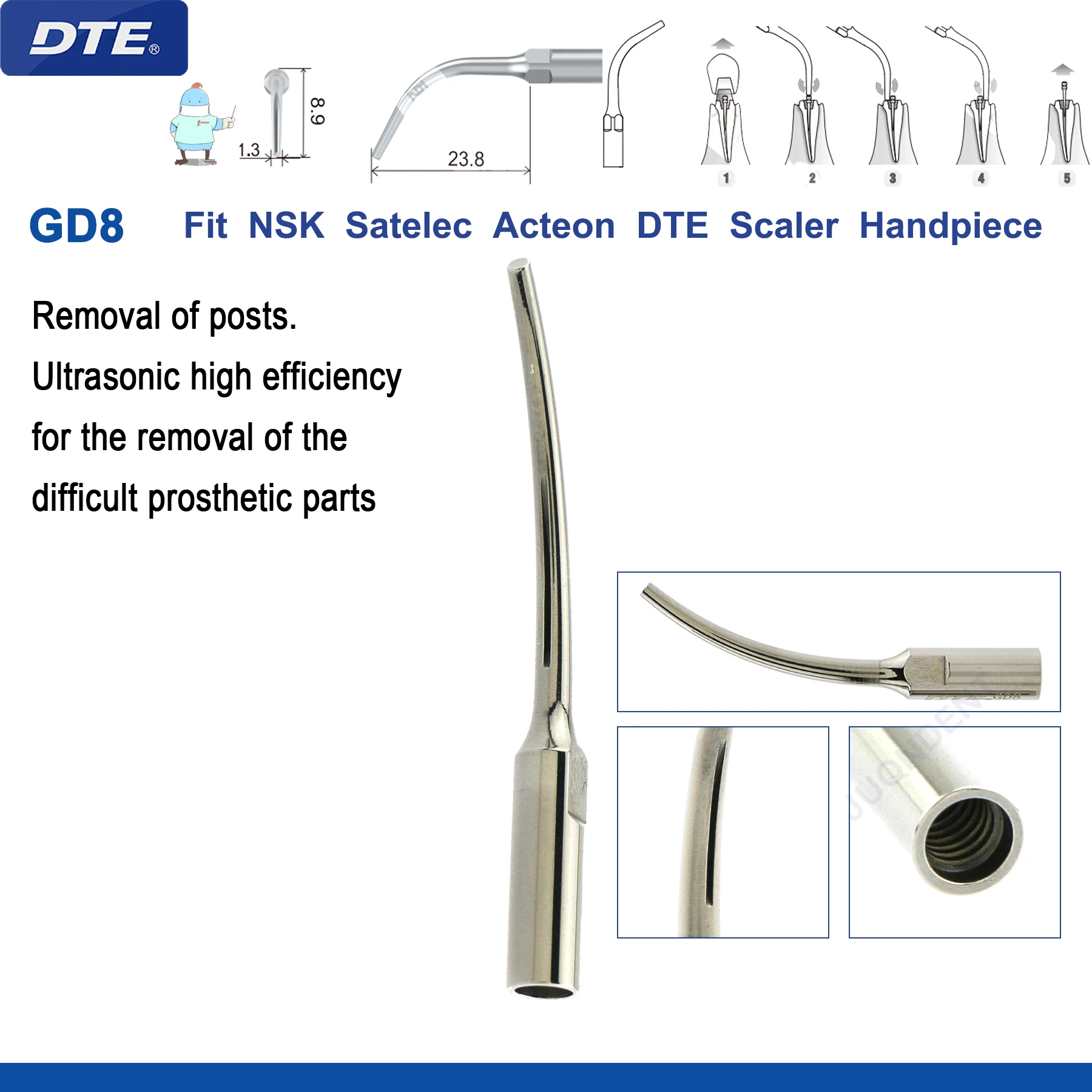 Originele Specht DTE Tandheelkundige Scaler Tips Ultrasone Scaling Tip G1-G8 GD1-GD8 Voor tanden reinigen Fit EMS NSK Satelec Acteon