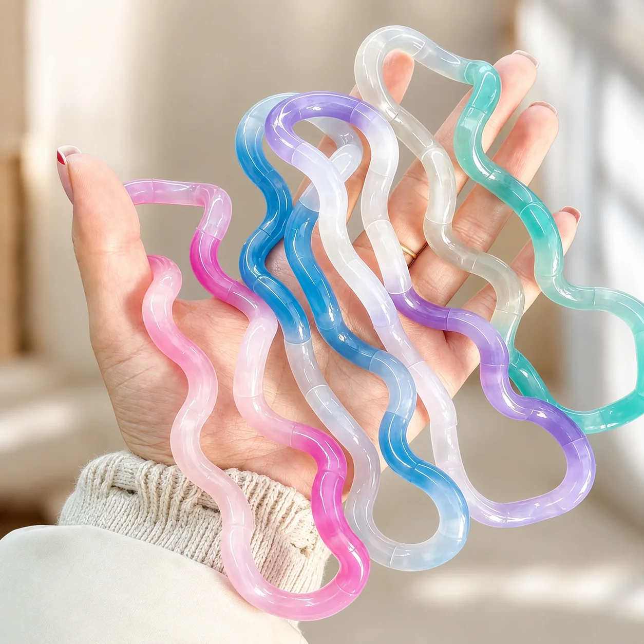New Ntistress Squishy Gift Funny Tangle Fidget Ball Color Changing Finger Rope ACreative Party Gift Stress Relief Ball Soft Rope