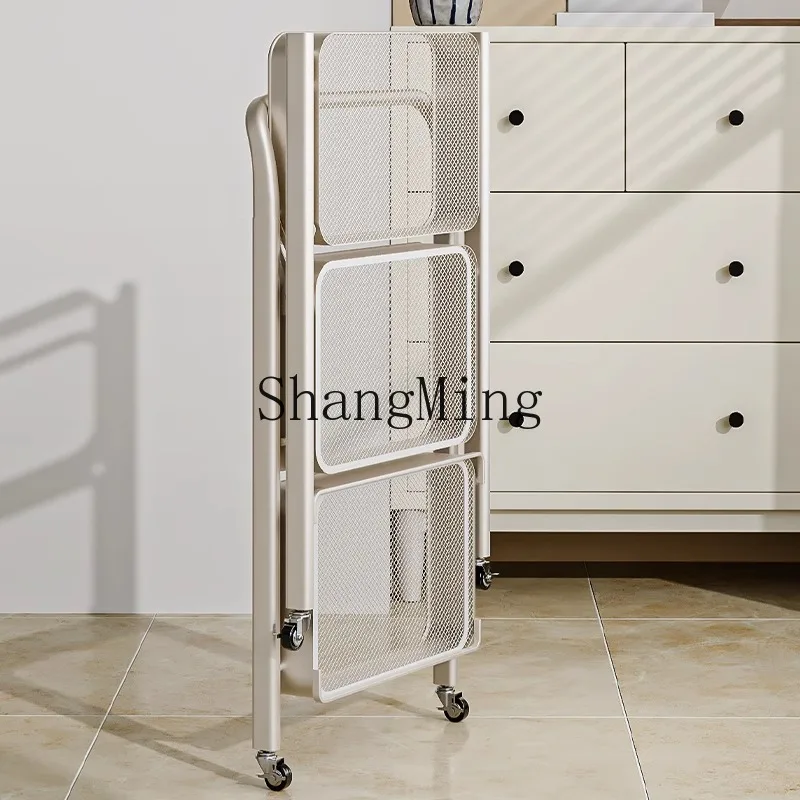 ZYYホームラグジュアリー折りたたみ式トロリーラックフロアモバイルホイール付き寝室用スナック