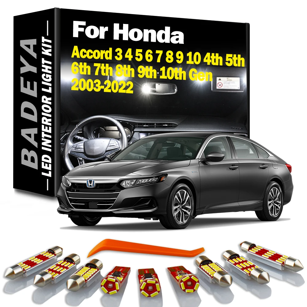 Комплект внутреннего светодиодного освещения BADEYA для Honda Accord 3 4 5 6 7 8 9 10 4th 5th 6th 7th 8th 9th 10th Gen 2003-2020 2021 2022 Автомобильные лампы