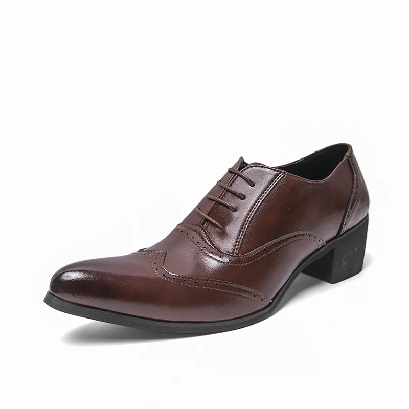 

Men's Elevator High Heel Lace Up Oxford Shoes Formal Business Casual Comfortable Leather Banquet Wedding Height Increasing Shoes