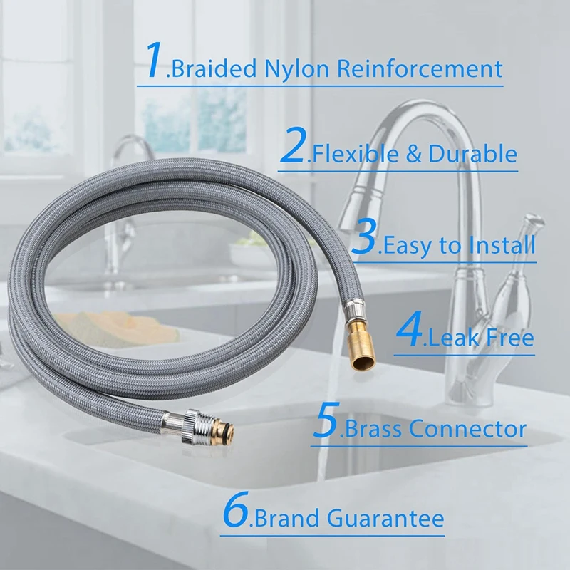 AB15-Spray Hose For Delta RP50390 Faucet Hose Replacement, 59 In Pull Out Faucet Hose, RP62057/RP74608 Faucet Sprayer Hose