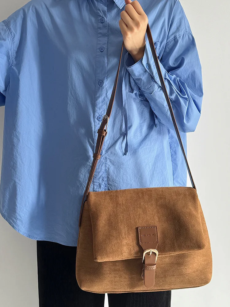 

Vintage Brown Suede Soft PU Leather Women Shoulder Bags Large Capacity Crossbody Bag Tote Bag High Quality Fashion Hobo Handbags