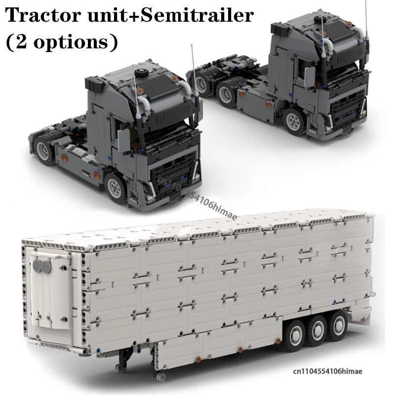 MOC Truck FH Heavy 4x4 or 6x4 Tractor unit Semitrailer  Container Building Blocks DIY Vehicle Trailer Bricks Toys Gifts For kids