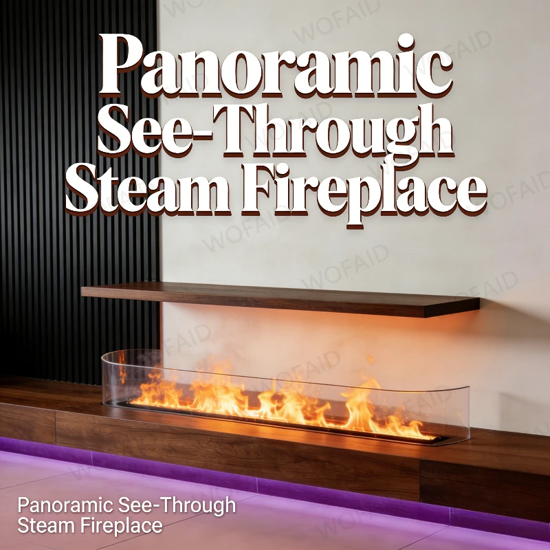 

Effect Fireplace Mist Technology Firebox Panoramic See-Through Steam Fireplace – 360 Degree View, Divides Space with Style
