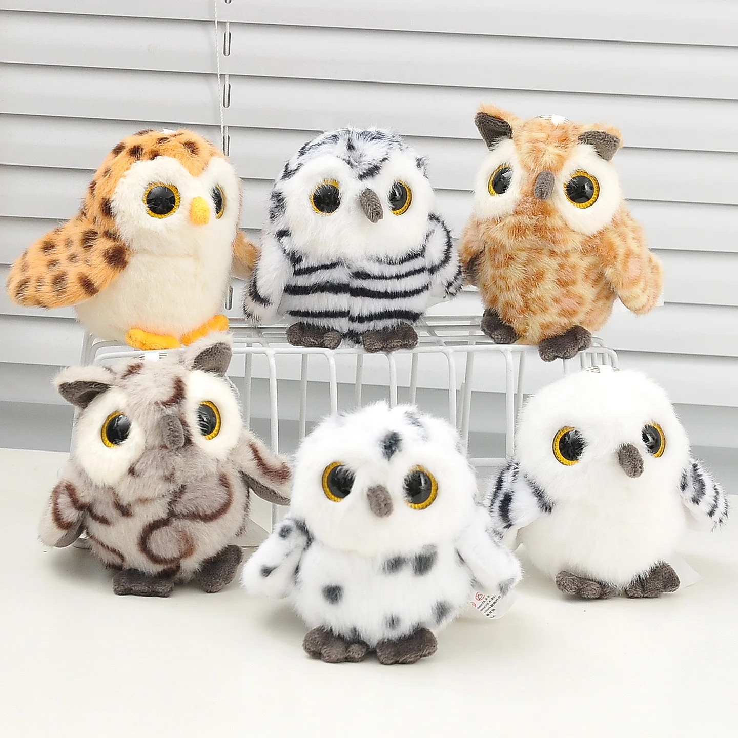 Realistic Owl Plush Bag Pendant Keychain Cute Stuffed Zoo Animal Doll with Lobster Clasp Fluffy Nice Claw Machine Doll Gift view 2