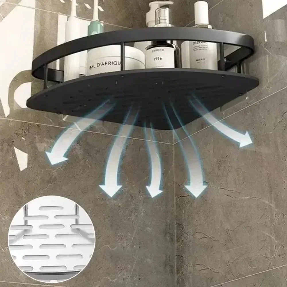 Anti Rust Metal Steel Shower Rack Holder Bathroom Toilet Paper Holder Shelf Without Drilling Home Restroom Accessories Storage