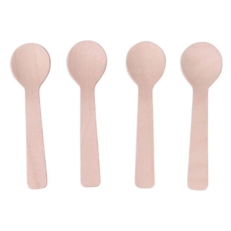 5000Pcs/Lot Mini Ice Cream Spoon Wooden Disposable Wood Dessert Scoop Western Wedding Party Tableware Kitchen Accessories Tool