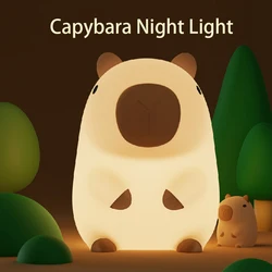 Cartoon Capybara Night Light Silicone Animal Lamp USB Rechargeable Timing Dimming Sleep Night Lamp Kids Bedside Decor Lamp Gifts