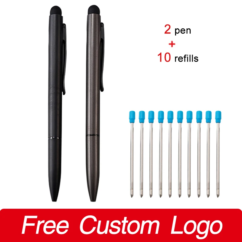 5Pen+50Refills Customized LOGO Ballpoing Pen Personalized Name Gift Metal Luxury Multifunction Touch Screen Stylus Stationery