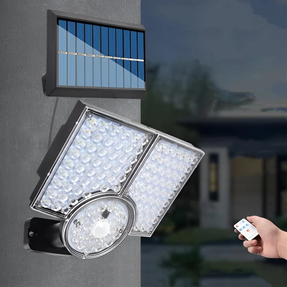 Lampade da parete solari per esterni 112LED lampione telecomando sensore di movimento IP65 lampada da parete impermeabile per patio giardino percorso cortile