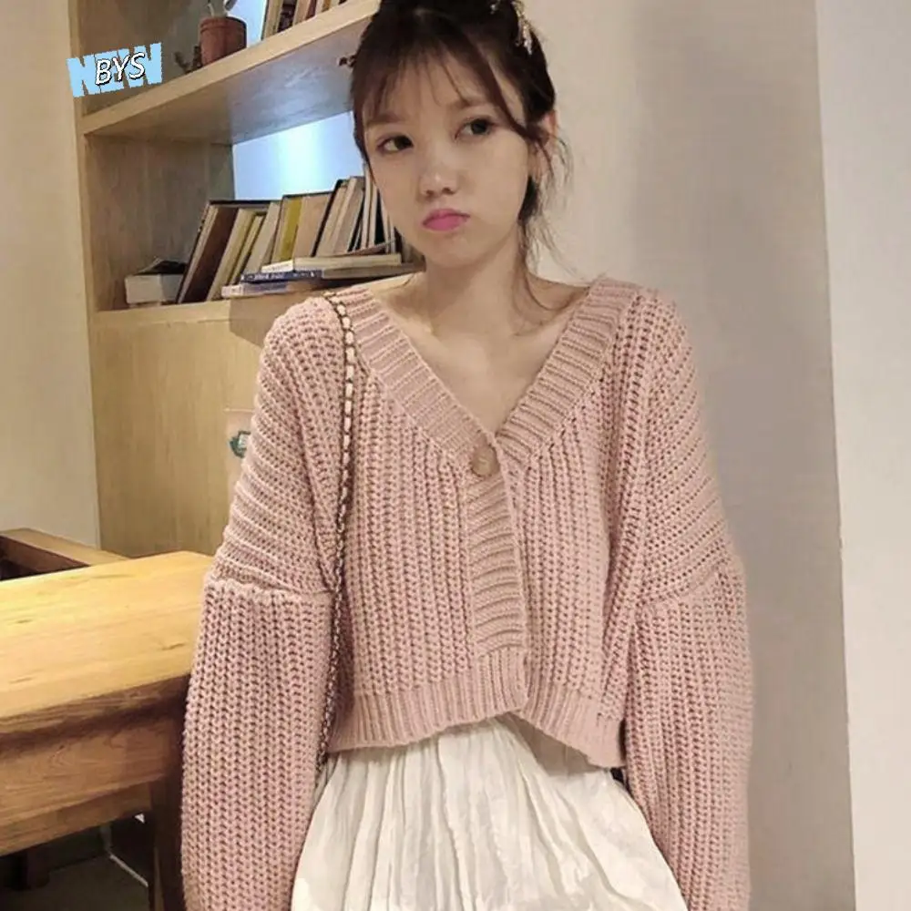 

Модный вязаный крючком свитер с длинными рукавами, свободные осенне-весенние кардиганы для женщин Y2K, женские топы в консервативном стиле, тонкие укороченные пальто для женщин