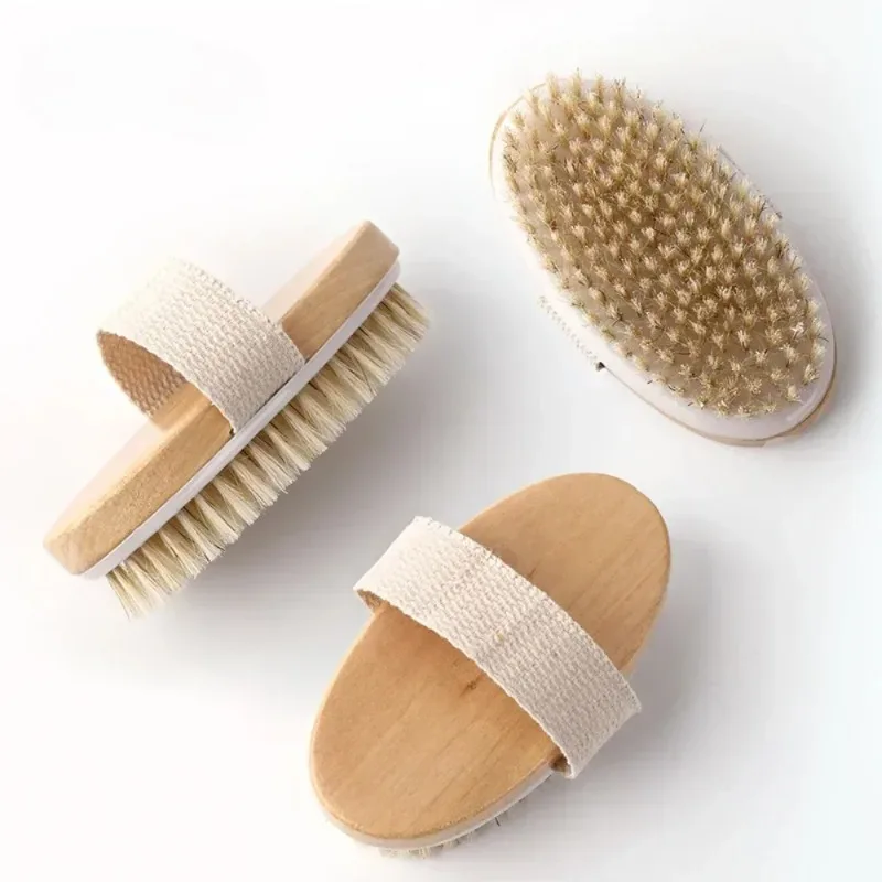 1PCS New Dry Skin Body Massage Brush Natural Bristle Dead Skin Remover Anti Cellulite Exfoliates Blood Circulation Massage Tools