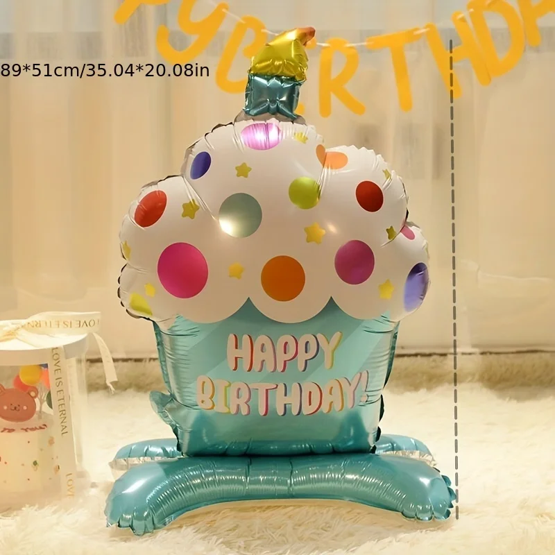 vertical cake balloon, pink blue birthday party balloon, background decoration, happy birthday decoration  frozen birthday party view 6