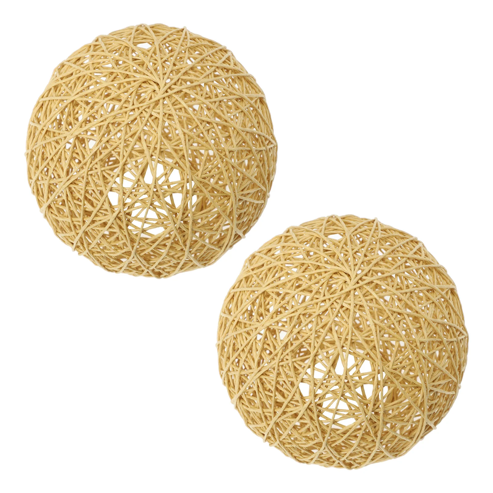 2 Pcs Takraw Lampshade Hanging Screen Table Japanese Decor Simple Style Indoor Light Bulb