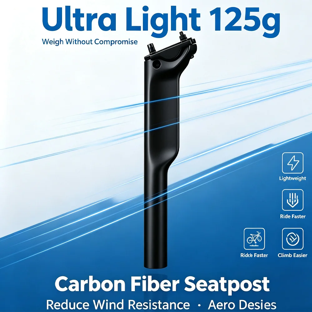 ELITA ONE Carbonfaser-Sattelstütze Ultraleicht 125g Aero-Design Reduziert Windwiderstand Rennrad-Sattelstütze Fahrradteile – Detail 1