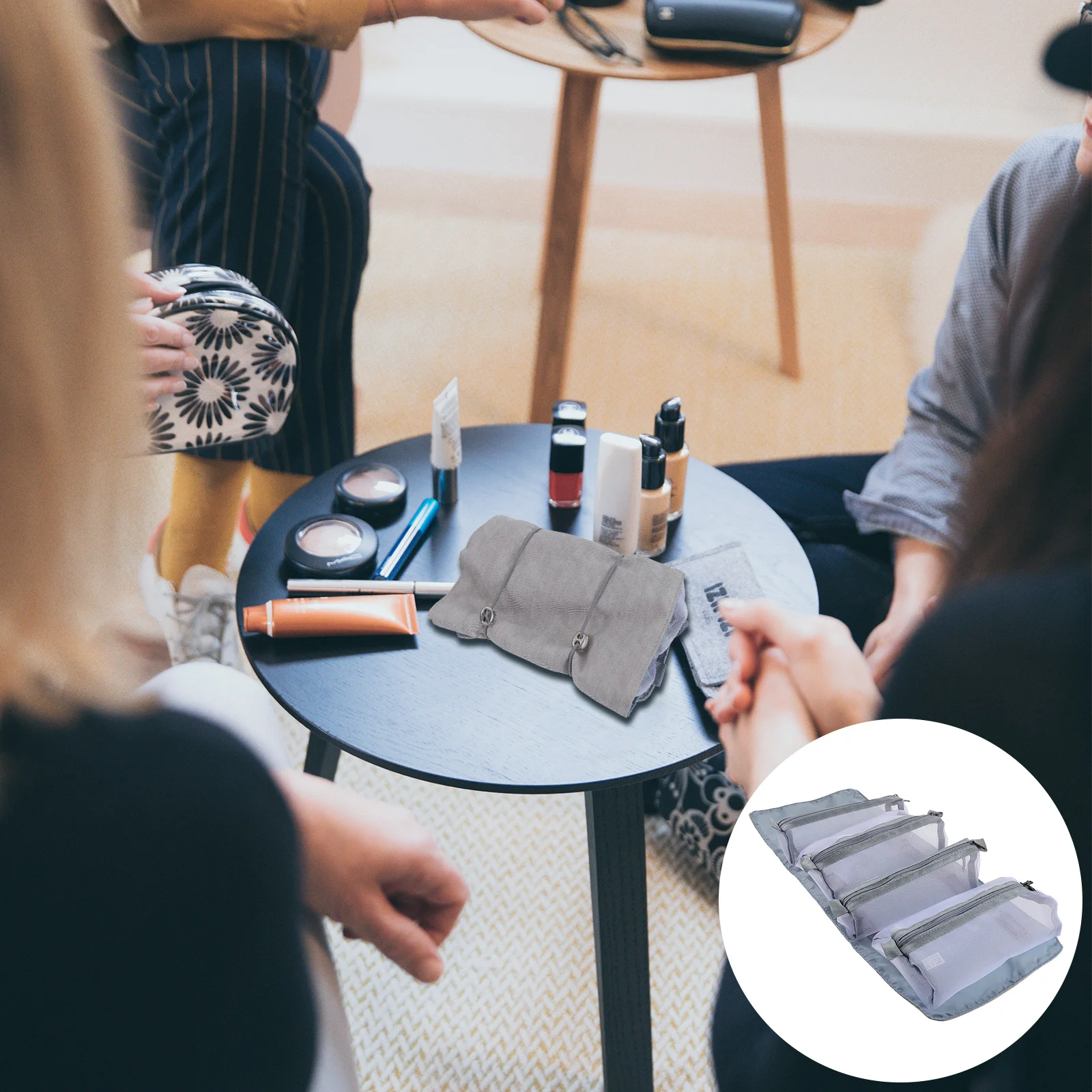 

1pc Portable Makeup Bag Small Travel Pouch For Women Detachable Organizer High Capacity Toiletry Storage Case