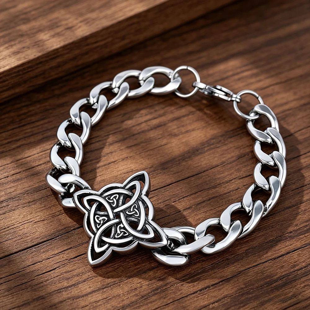 Celtic Knot Bracelet Unisex Antique Stainless Steel Witch Charm Norse Strength Talisman Collector Jewelry Gift Dropshipping