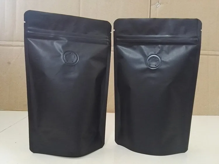 

50pcs Stand up Valve Matt Black/White Aluminum Foil Ziplock Bag Coffee Beans Storage Bag One-way Valve Moistureproof Pack Bags