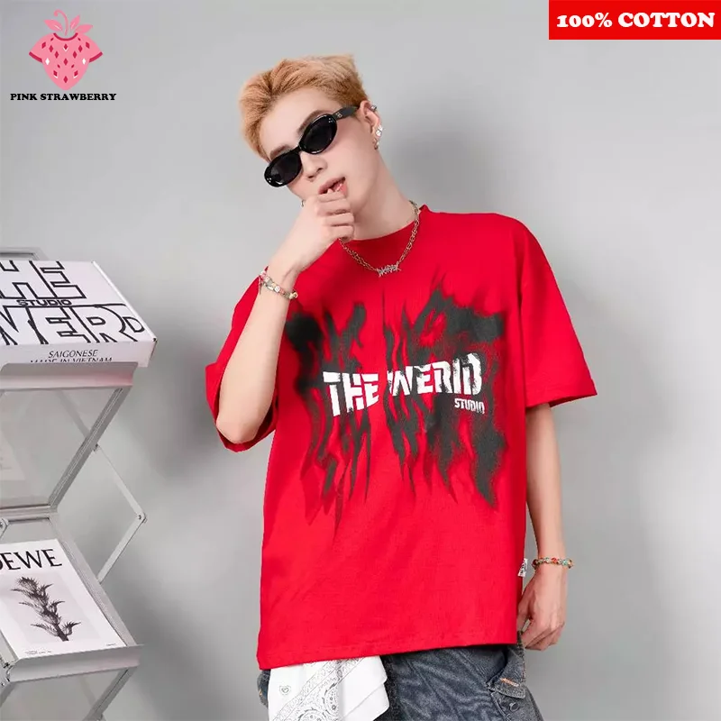 

Fashion Hip Hop Men's pure cotton T-shirt Summer 2025 New Alphabet Pattern printing Short Sleeve Sports T-shirt Streetwear Boy