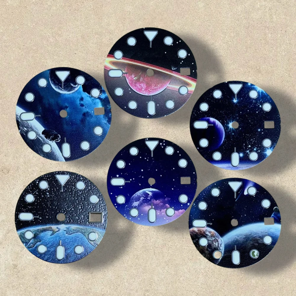 

28.5mm S5 Logo Starlit Dial Fit NH35/NH36/4R/7S Japanese Movement C3 Green Luminous High-Quality Watch Modification Accessories