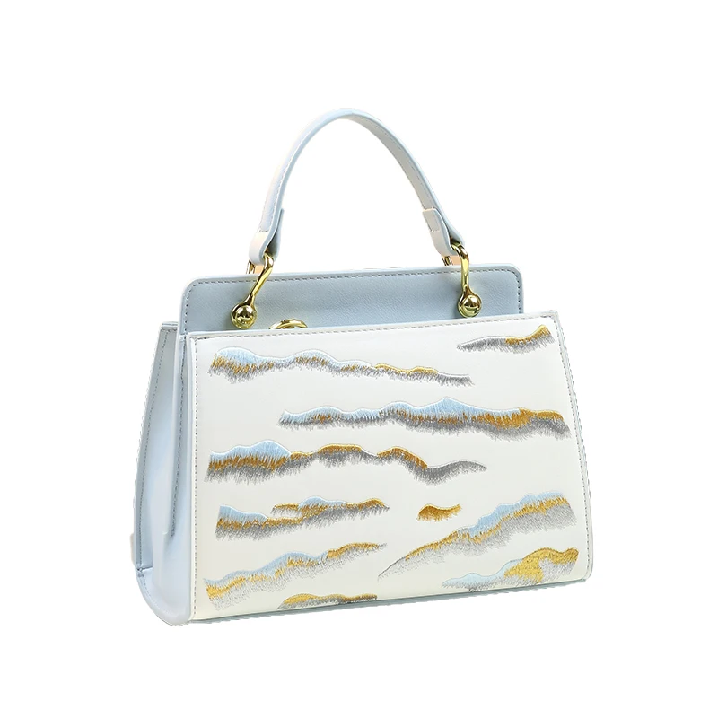 تصميم متخصص العلامة التجارية الجديدة عالية الجودة جلدية النمط الوطني حقيبة يد المرأة المطرزة حقيبة الكتف Crossbody شحن مجاني