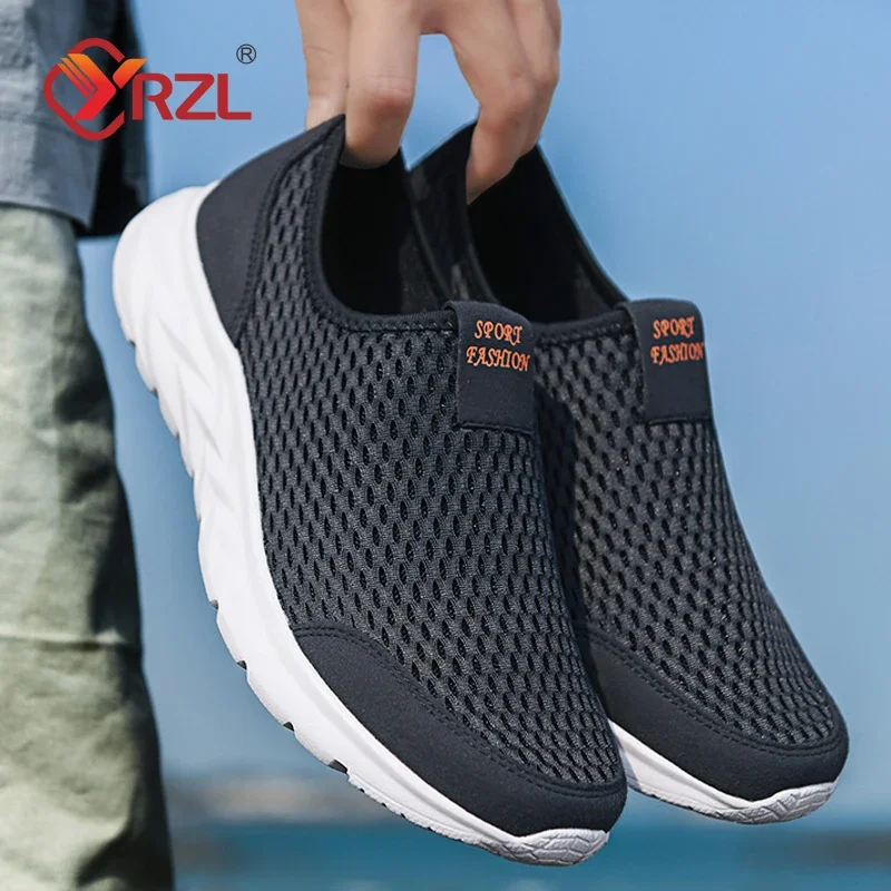 YRZL Men's Running Shoes Lightweight Breathable Air Mesh Sneakers Soft Comfortable Slip on Plus Size 48 Athletic Shoes for Men