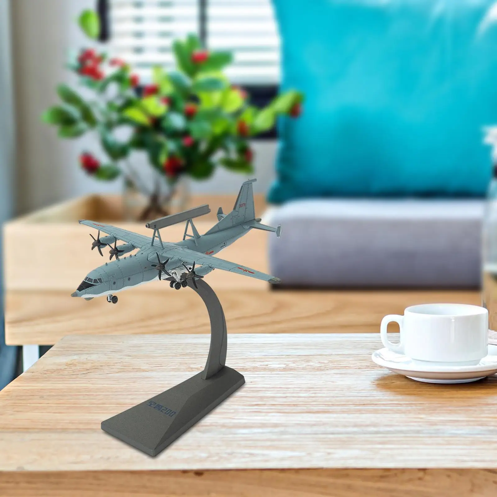 1/200 Scale Model Plane with Display Stand Desktop Decoration Fighter Jet Model for Living Room Shelf Home Cafe Bedroom