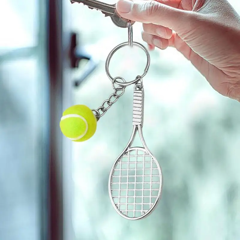 Mini Keychain Tennis Party Favors Tennis Ball Key Ring Tennis Bag Pendant Sports Keychain For Boys Girls School Carnival Reward