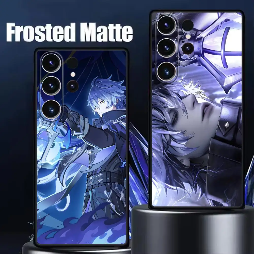 Чехол для телефона Samsung Galaxy S25 S24 S23 S22 S21 S20 Plus Ultra Note20, мягкий черный, genshin Impact Flins