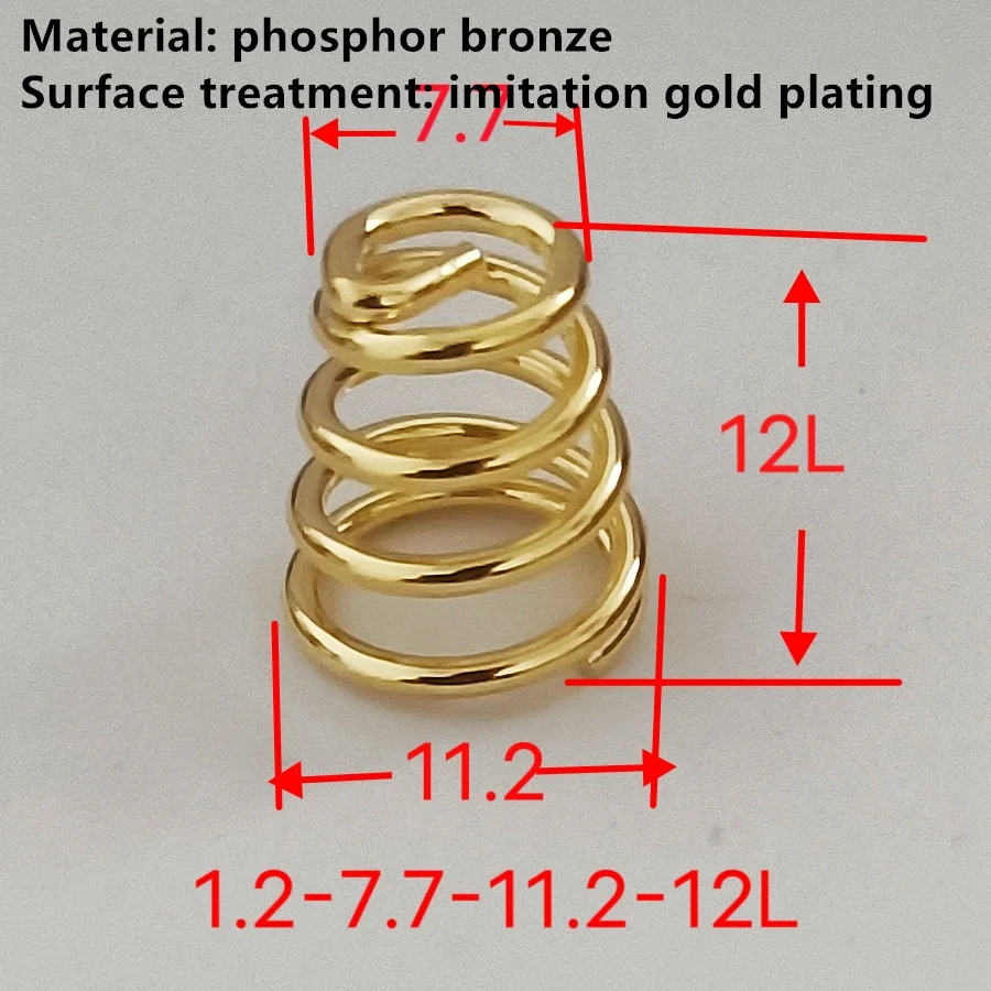 10PCS Phosphorus bronze or MUSIC Wire Steel material plated imitation gold conical flashlight  spring 18650 battery spring