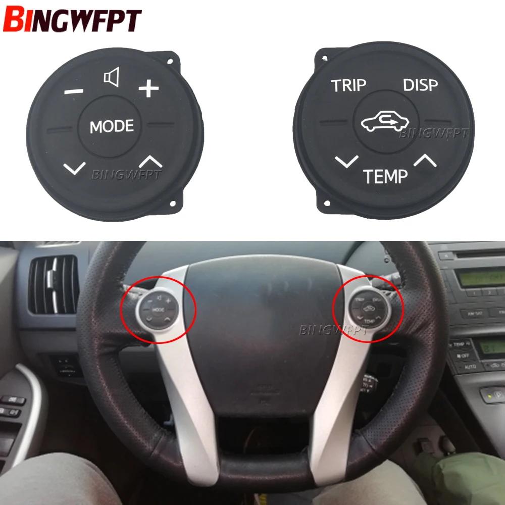 2PCS Multifunction Steering Wheel Switch Control Button Panel Rubber For Toyota Prius 30 09-13 Prius Eco 10-13 ZWV30 XW30 10-12