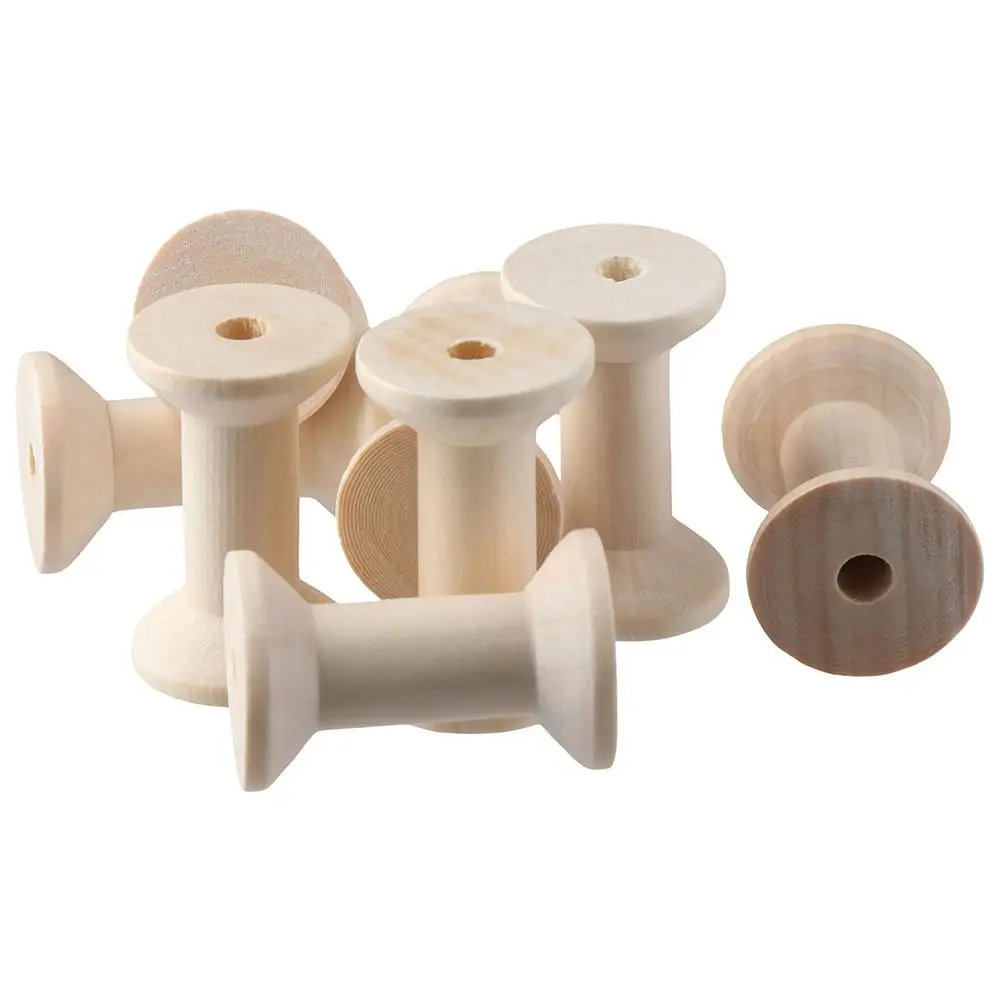

20PCS 20PCS Empty Thread Spools Empty Thread Wooden Unfinished Wood Spools Solid Wood Blanched Almond Sewing Machines