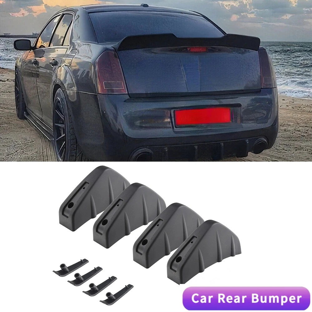 

LAICY Rear Bumper Lip Diffuser Splitter Spoiler Shark 4-Fins Car Auto Bumper Lip Anti-crash for C-hrysler 300 SRT8 2005-2019
