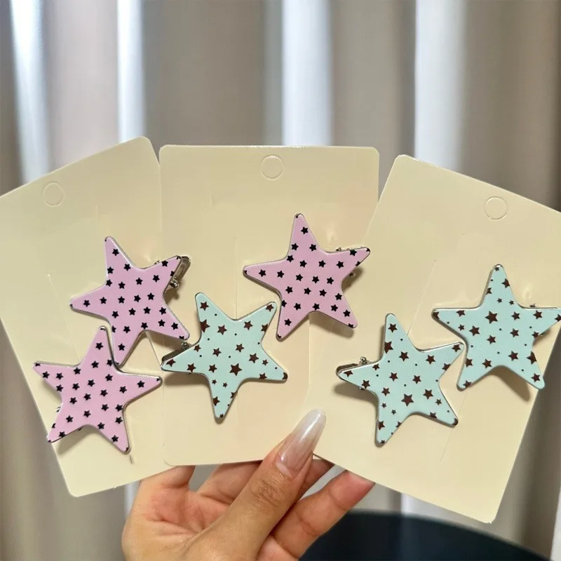 Korea Y2K Stars Hairclip INS Polka Dot Hair Clips for Women Retro Multicolor Acrylic Barrettes in 7 Colors Hairclips Jewelry
