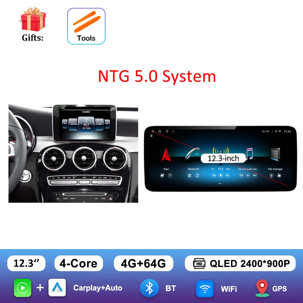 Android 16 Intelligent Systeem voor BENZ C-KLASSE W205 GLC 2015 - 2018 Auto Video Multimedia Speler GPS Navigatie QLED HD Scherm BT