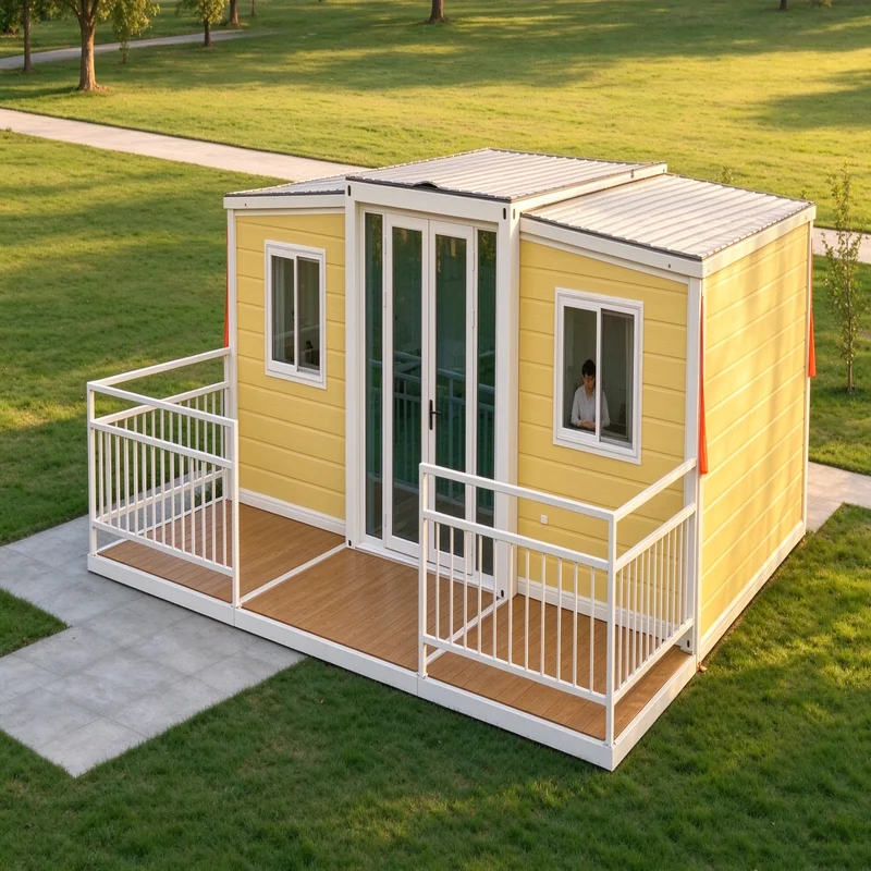 Container House Light Steel Frame 20ft Single Space Layout for Guard Room Security Booth Temporary Site Dwelling Modular Unit