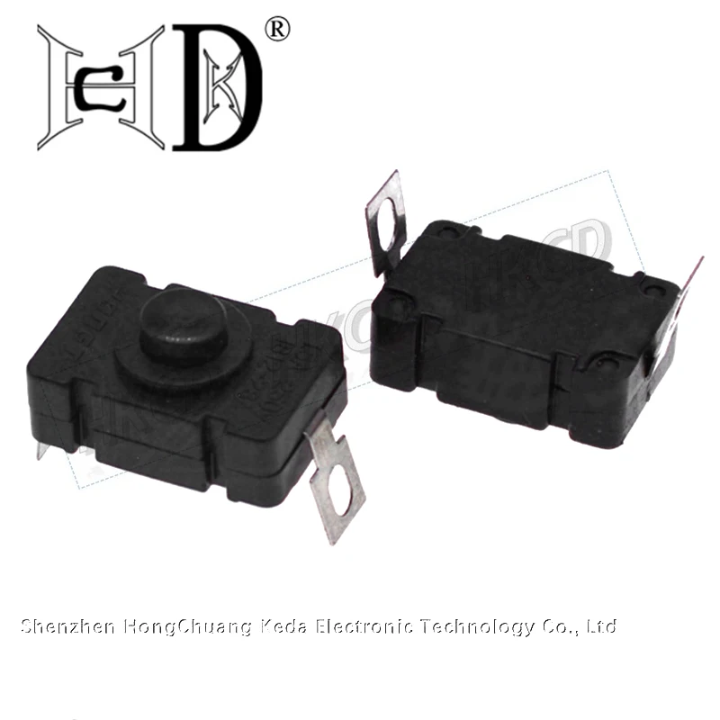 5pcs 1812-AH 2 Pin Self-Locking On Off Push Button Switch Right Angle Solder Tab with Hole for Home Appliance
