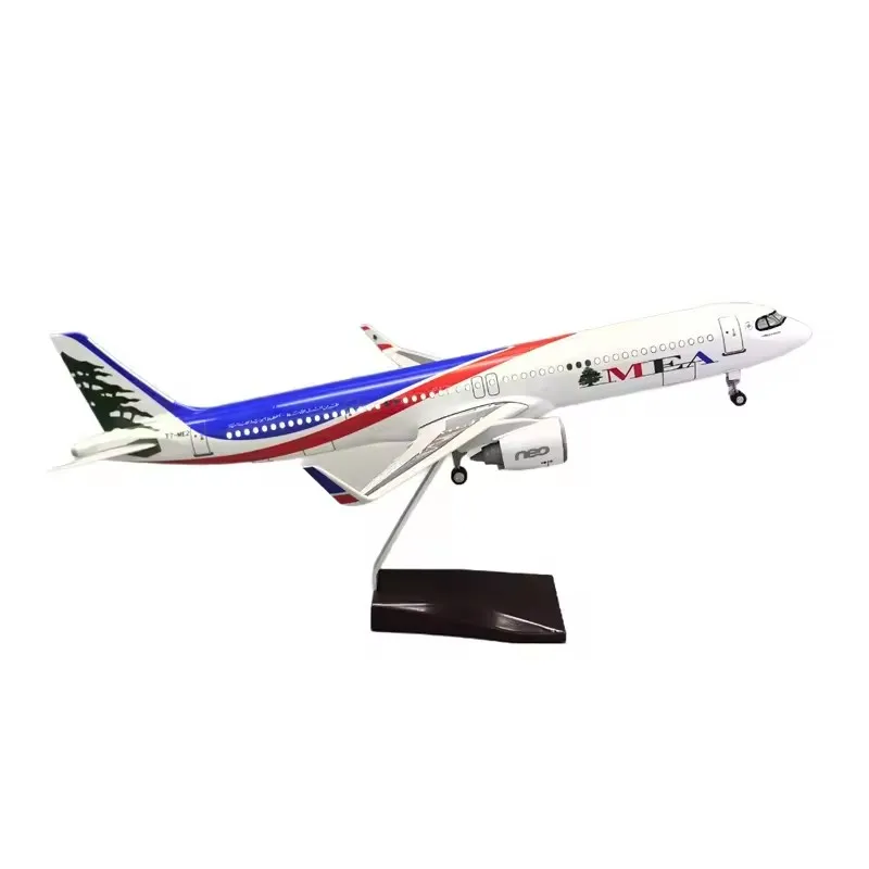 

1/100 Scale Diecast 44cm Model Lebanon Airlines A321neo Plane Airways Resin Airplane With Light Airline Collection Display