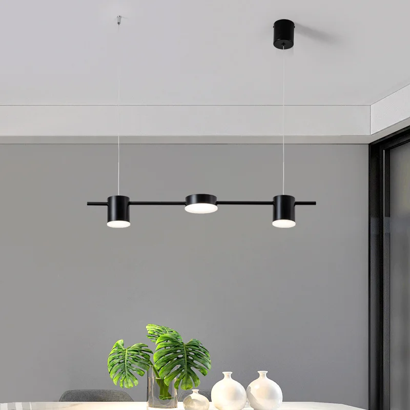 Minimalist Nordic Chandelier Lighting Modern Minimalist Long-Shaped Dining Hanging Lamps Kitchen Dining Room Pendant Light Black