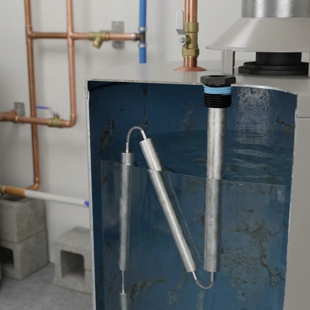 Conjoined Magnesium Rod for Constant Temperature Water Tanks Providing Reliable Anode Protection and NPT3/4 Compatibility