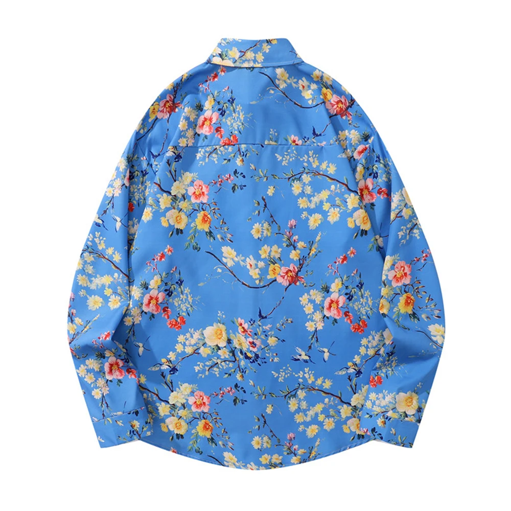 Button Up Casual Shirt Men Women Long Sleeved Hawaiian Shirts Tropical Shirt Outerwear Clothes