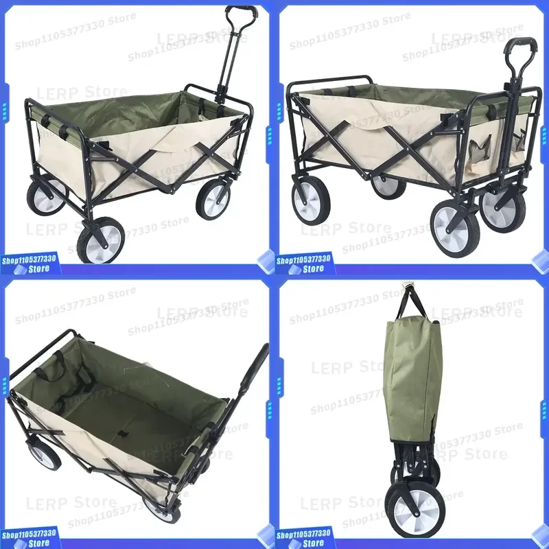 Foldable Beach Trolley Wagon for Outdoor Camping Heavy Duty Collapsible Cart Multi Purpose Utility Truck Durable Garden