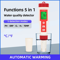 5 In 1 PH/CL2/H2/ORP/Temperature Meter Chlorine Detector Digital Water Quality Tester for Swimming Pools Drinking Water Aquarium