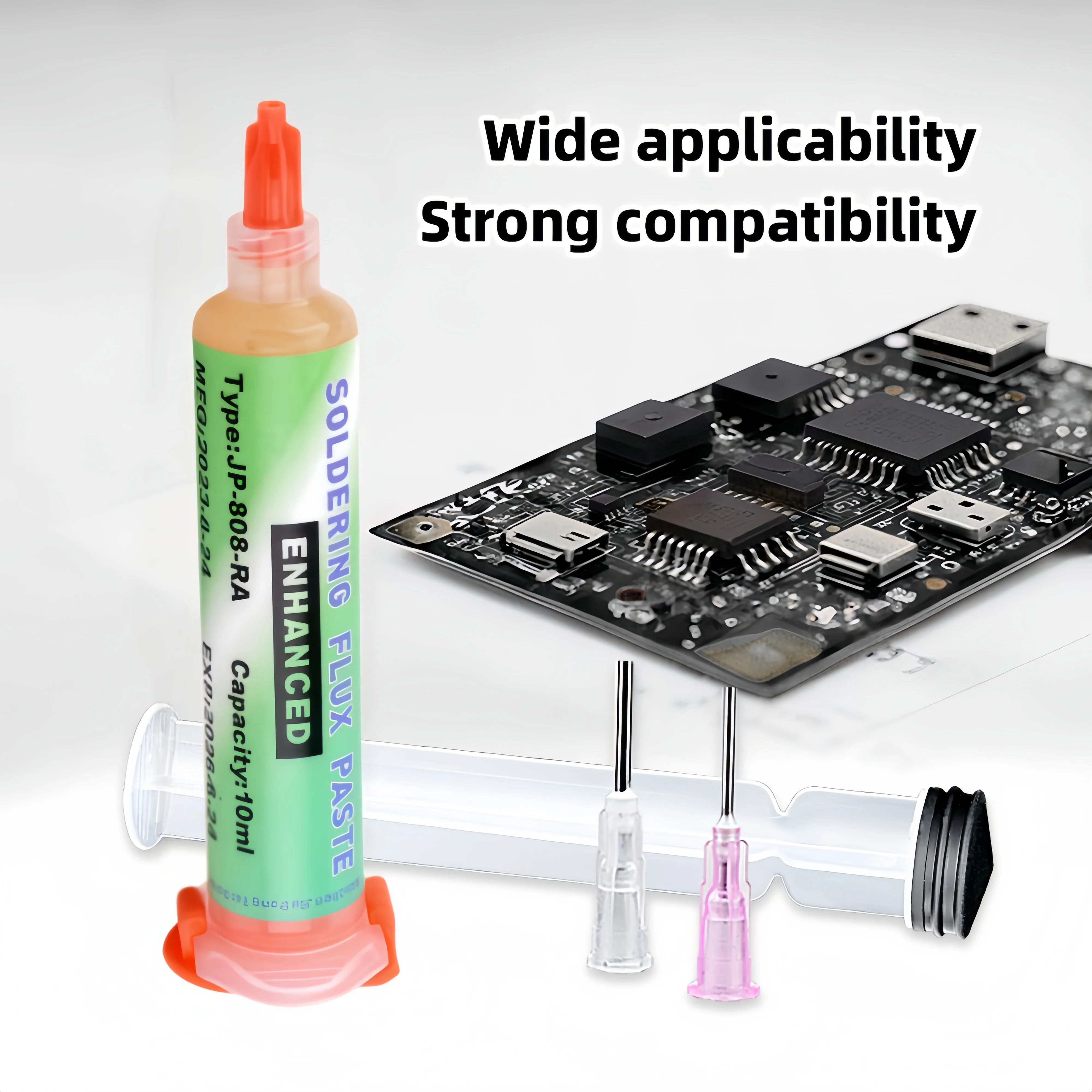 JP-808-RM BGA Flux Paste 10cc Syringe No-Clean Solder Flux Liquid Welding Oil for BGA Reballing PCB SMD IC Chip Repair