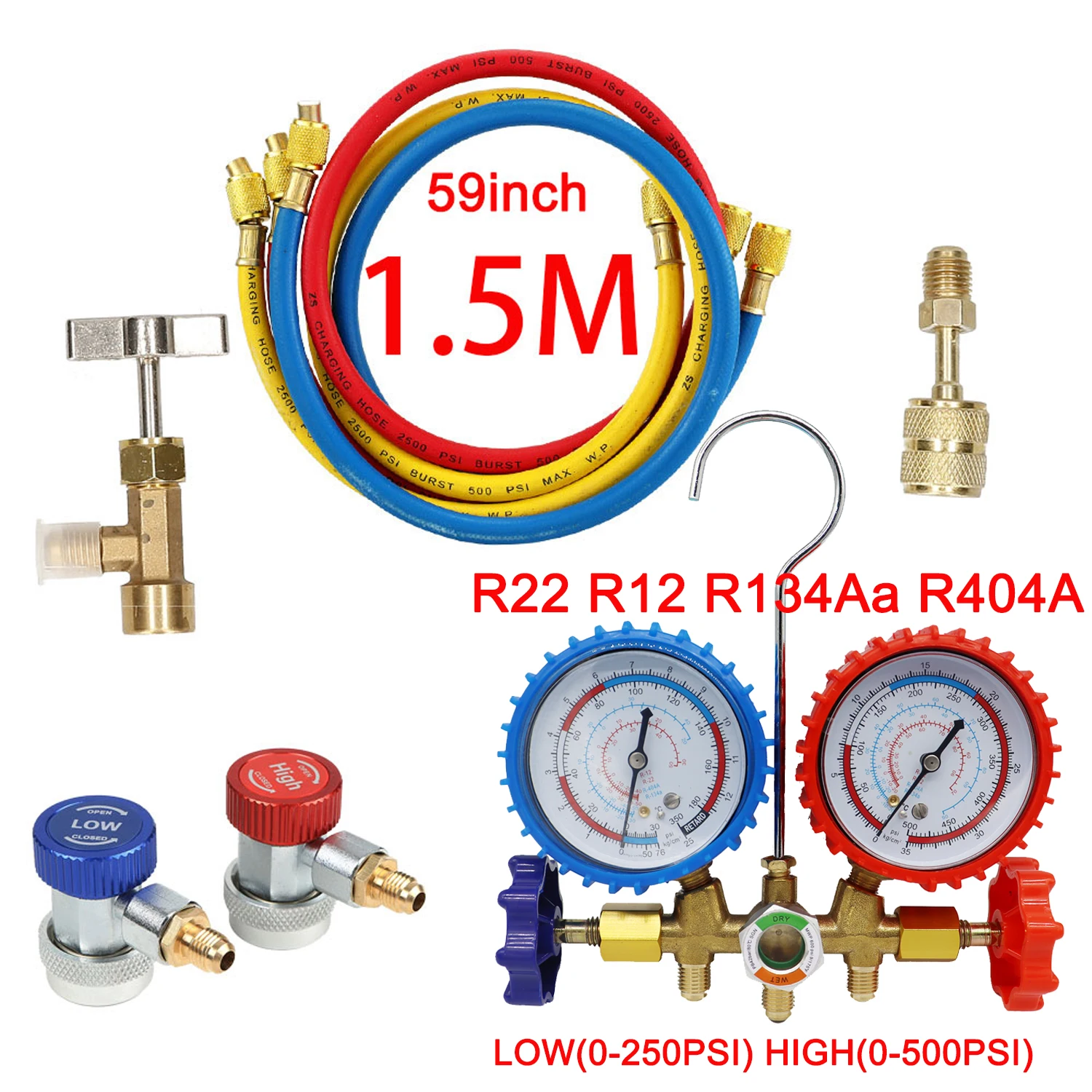 R404A R134a AC diagnostyczny zestaw mierników z rurkami rozgałęźnymi klimatyzacji czynnik chłodniczy z ciśnieniem fluorowym Tester miernika