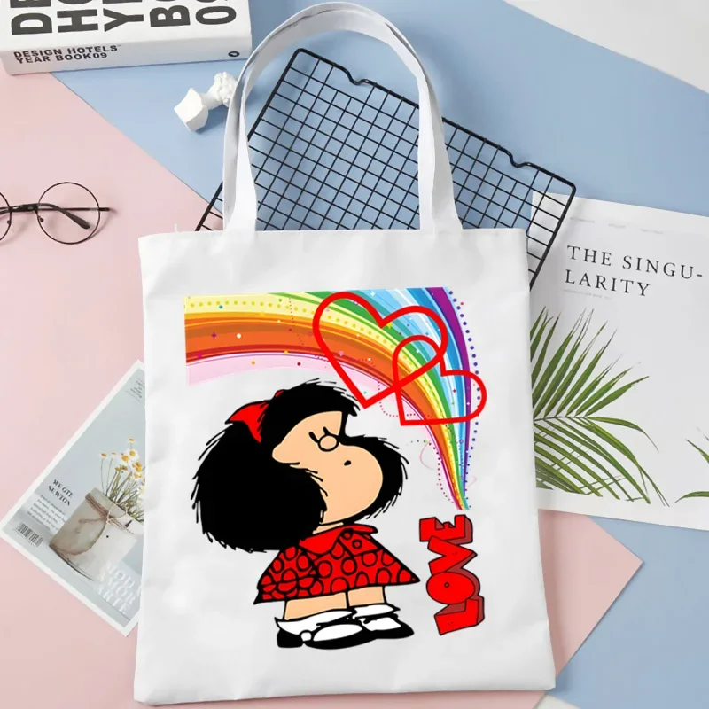 

Tote Set Women's Spacious Shoulder Bag Mafalda Cute Cartoon Kawaii with Easy Access Matching Clutch Pouch Handbags