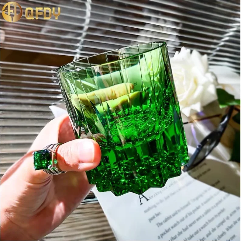 Engraved Thick Whiskey glass crystal cup Home Wine Glass Light Luxury Premium Star Mang Glass beer tumbler