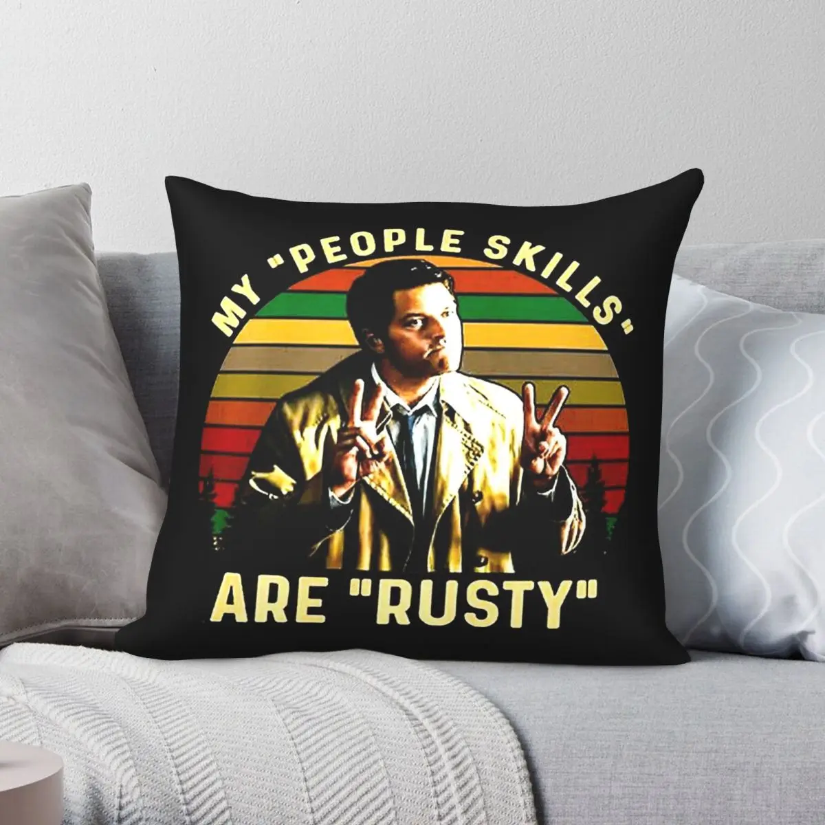 Skills Rusty Castiel Supernatural Square Pillowcase Polyester Linen Velvet Pattern Decorative Throw Pillow Case Sofa Cover 18