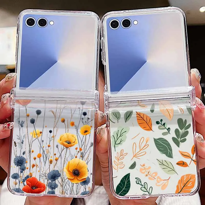 Autumn Maple Leaf Pattern Phone Case For Samsung Galaxy Z Flip 7 6 5 4 3 Clear Folding Cover For Samsung Z Flip7 FE Flip6 Flip5 view 6